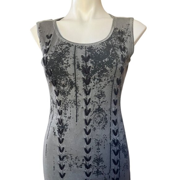 Angels Never Die Post Apocalyptic Edgy Gray Wash Sleeveless Dress L Shabby Chic - Picture 3 of 10
